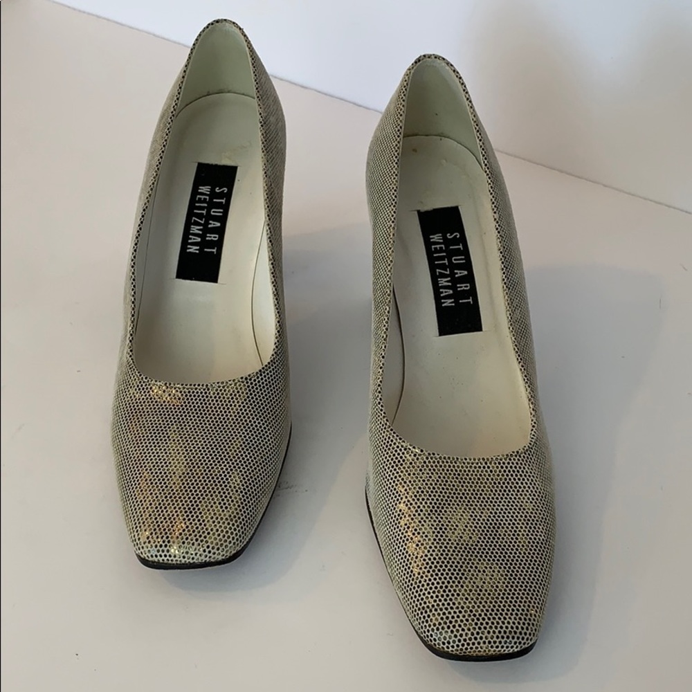 Stuart Weitzman Metallic Snake Block Heel Pump - image 4